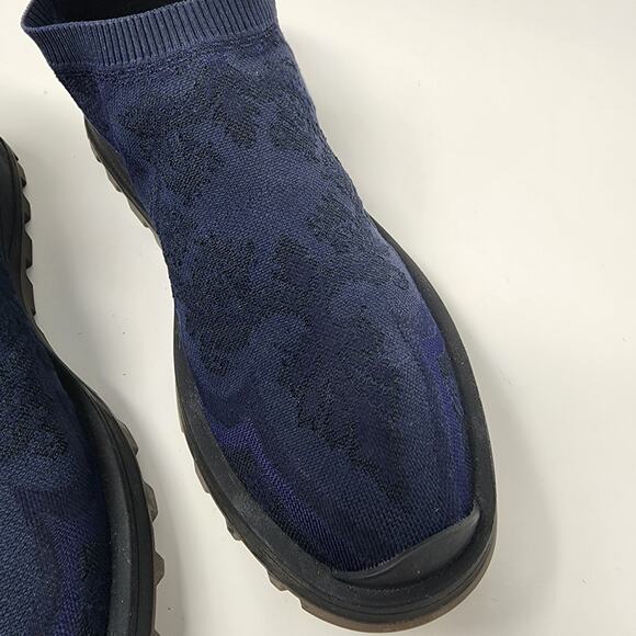 ETRO Knit Sneakers Men 10 Blue Jacquard Pattern, Sock Style Low Top Made Italy - Picture 2 of 13